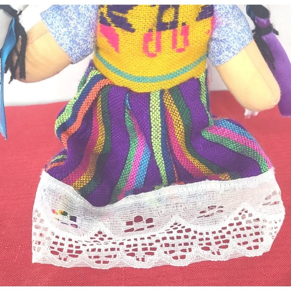 Authentic Mexican Rag Doll Handmade Traditional Rag Doll Marías 9" Purple - Picture 4 of 9